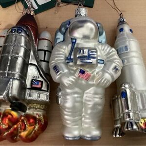 Space Explorer Holiday Glass Ornament Set Of 3 With Tags